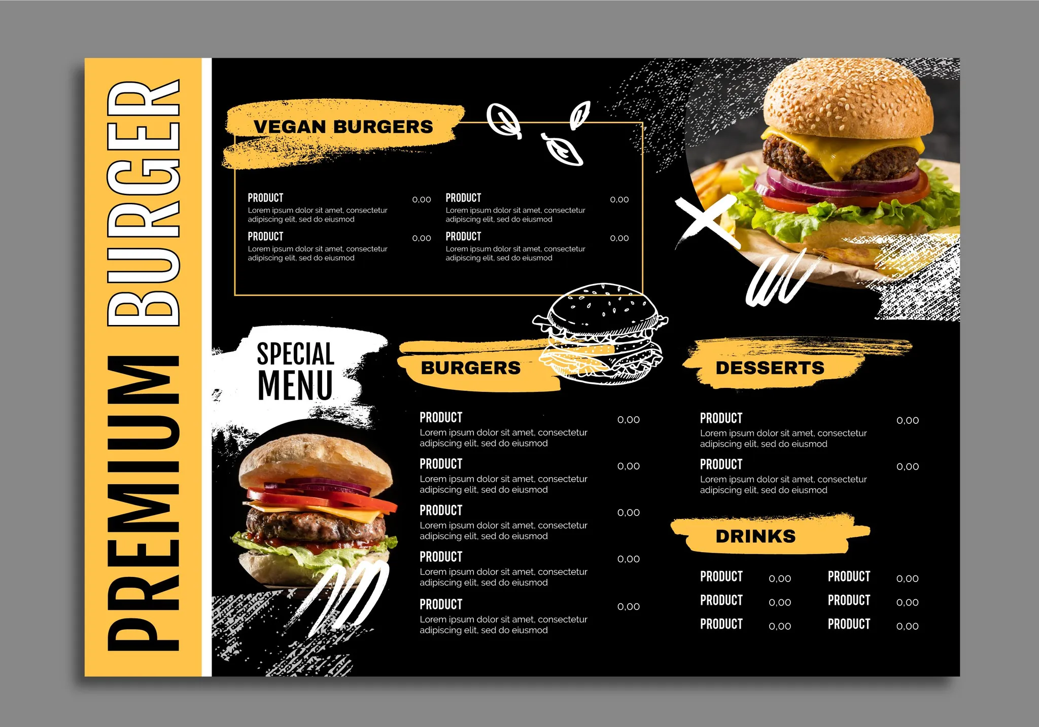 Exemple de menu au format A3 horizontal