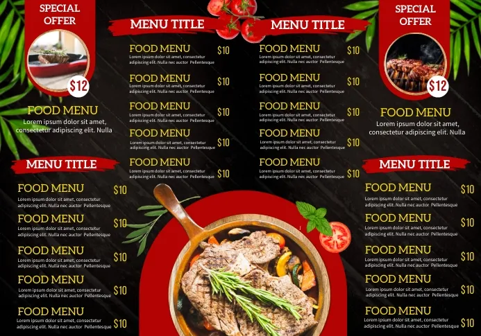 Modèle de menu de restaurant au format A3 horizontal