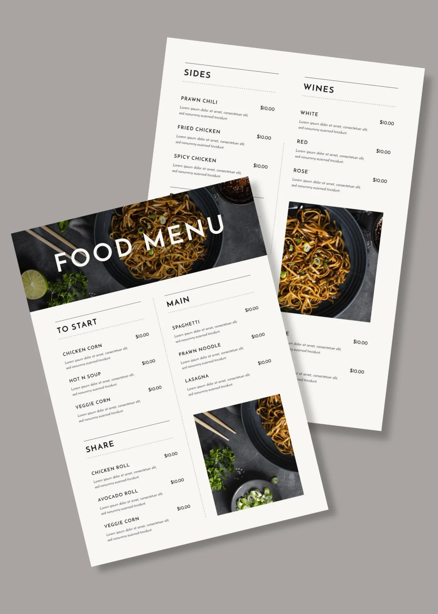 Exemple de menu à 2 pages