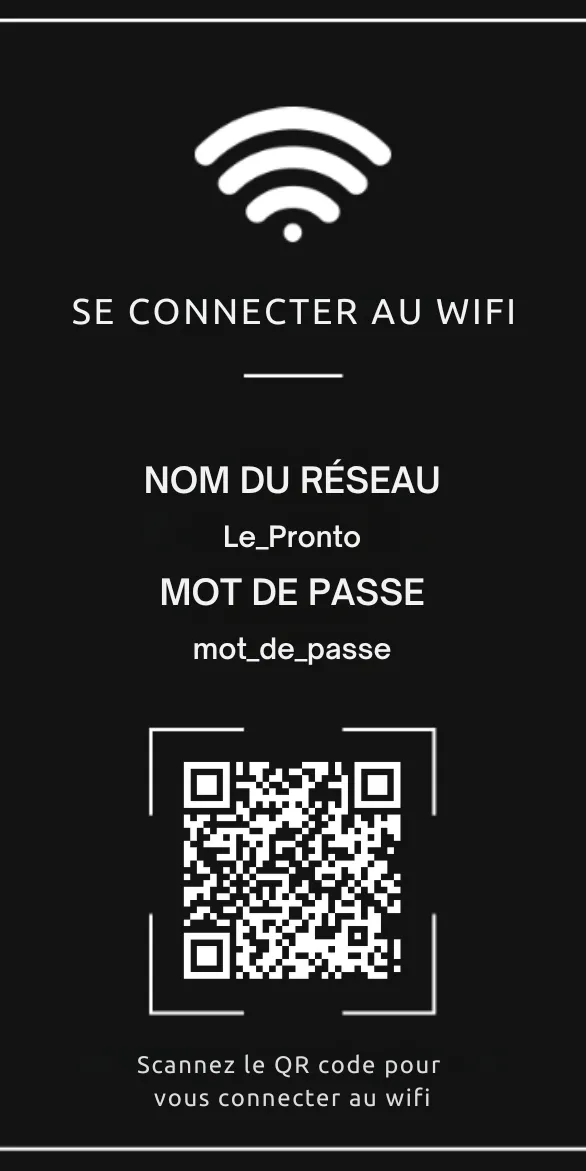 Exemple de QR code statique d'accès Wifi