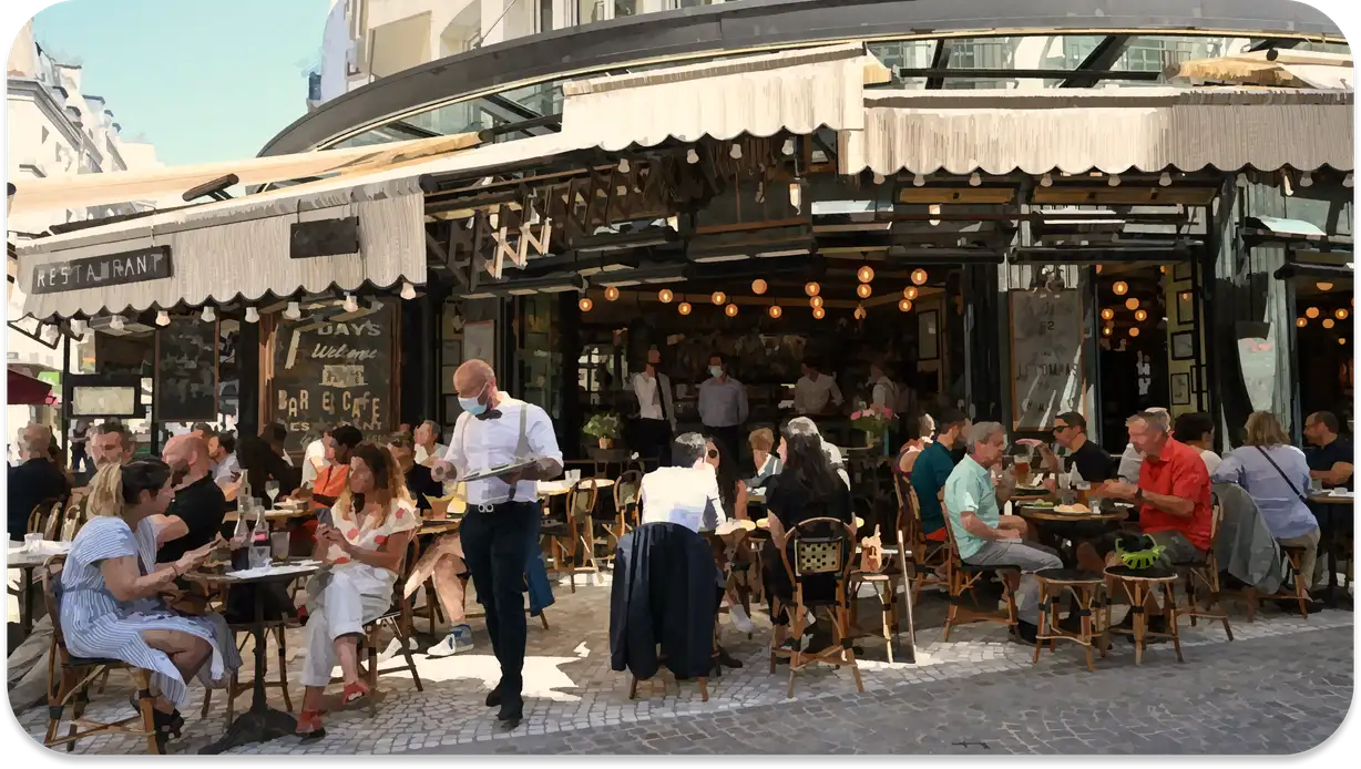 Terrasse remplie d'un café Terrasse remplie d'un café