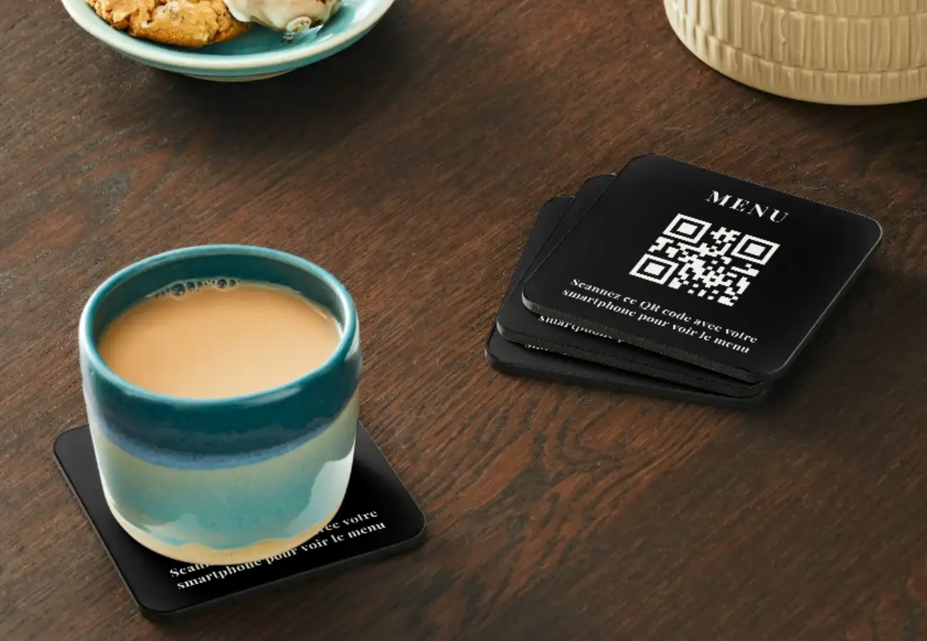 Exemple de QR code sur sous-verre Exemple de QR code sur sous-verre