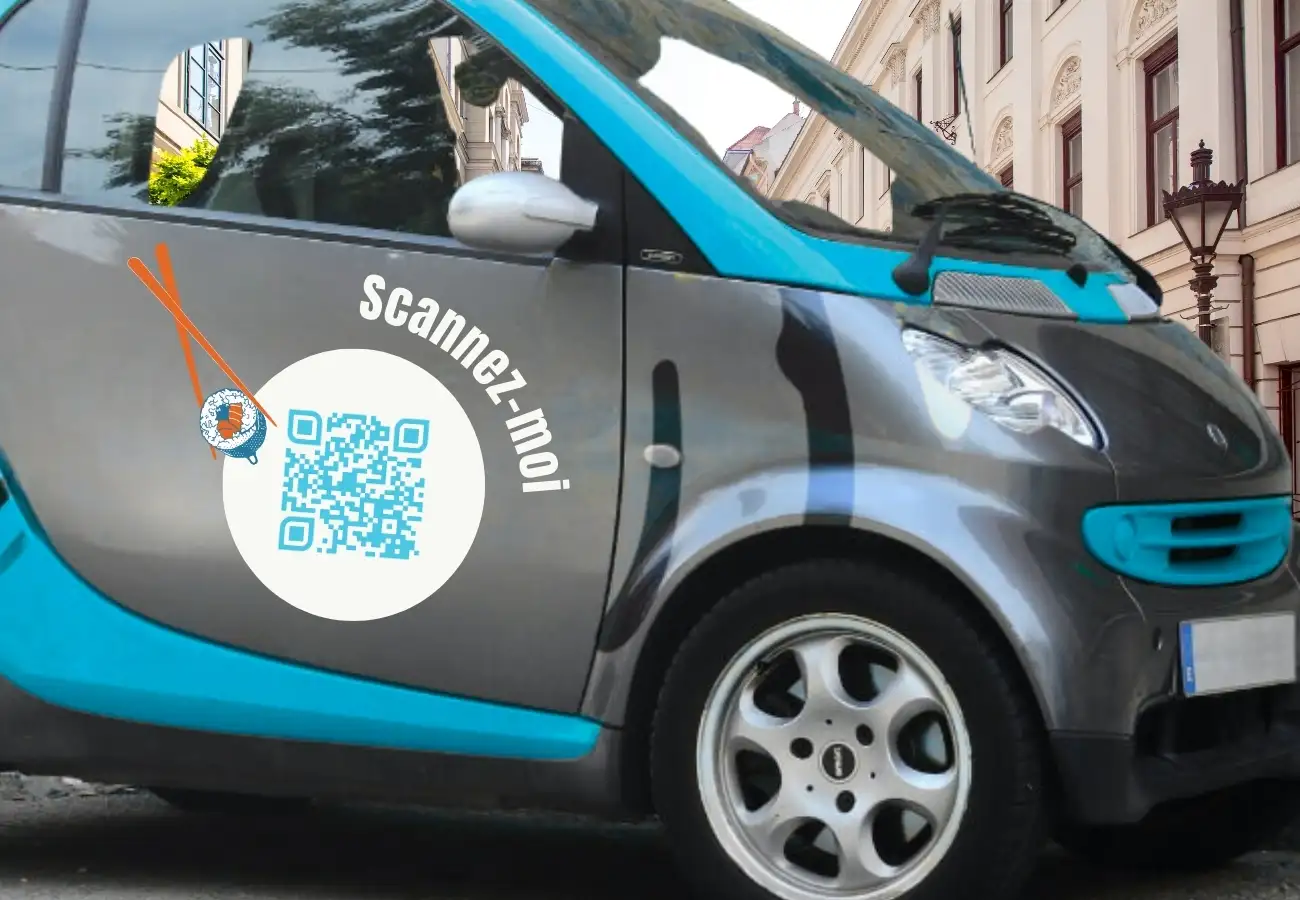 Exemple de QR code sur voiture de livraison Exemple de QR code sur voiture de livraison