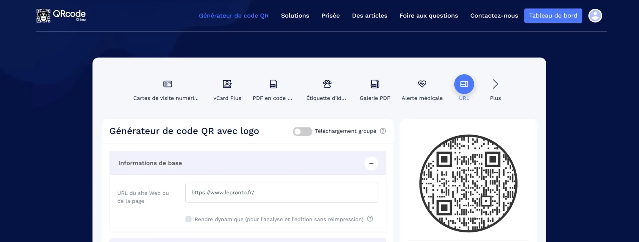 Générateur QRCodeChimp Générateur QRCodeChimp