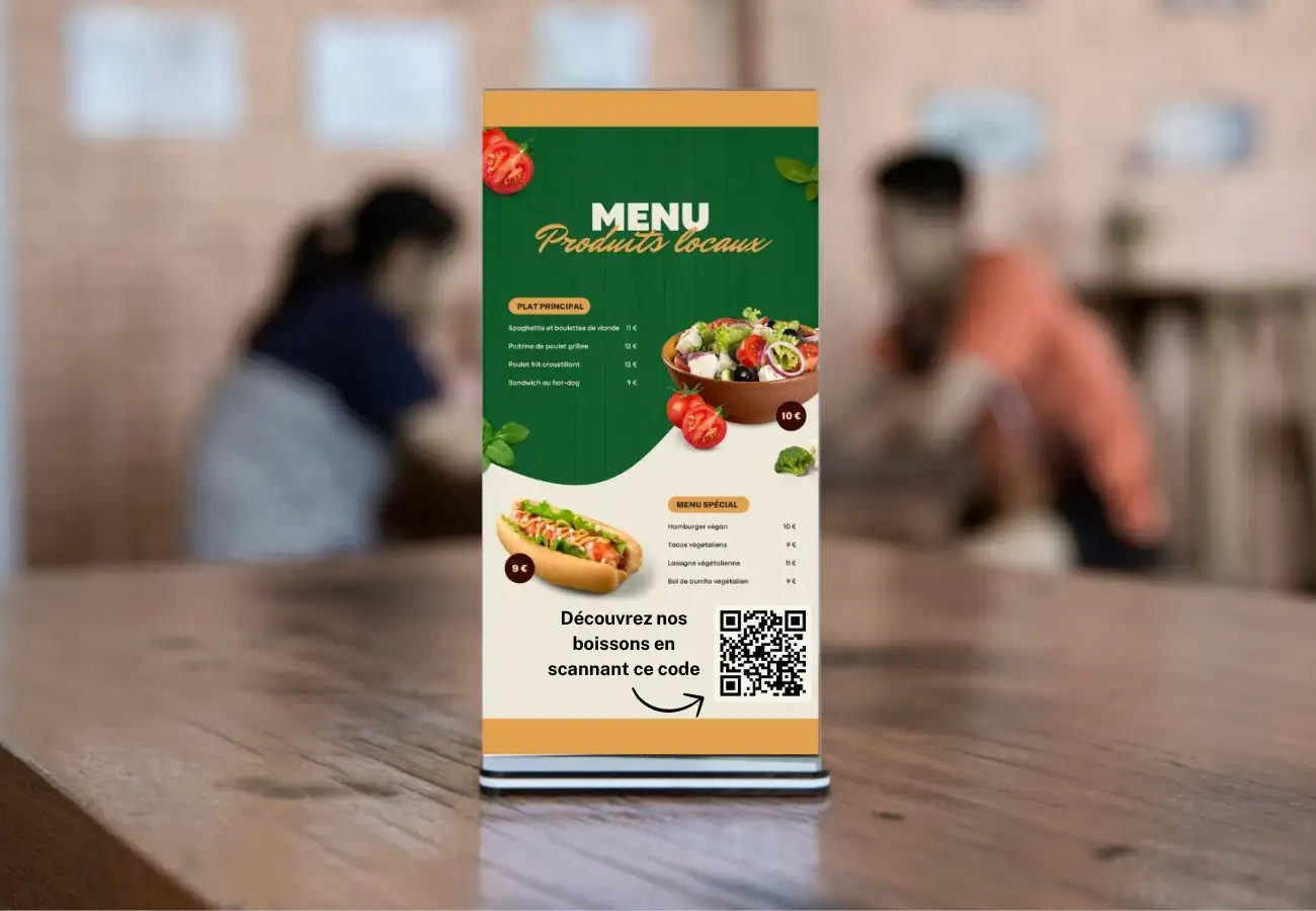 Support menu QR code chevalet Support menu QR code chevalet