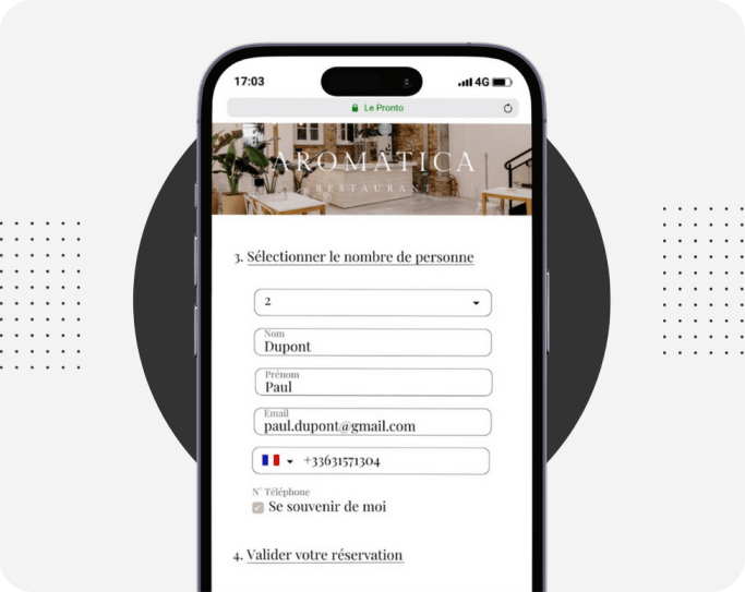 Interface de réservation