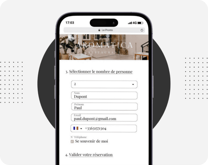 Interface de réservation